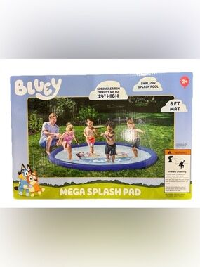 Bluey Mega Splash Pad 8ft Outdoor Water Sprinkler Toy Shallow Pool For Kids